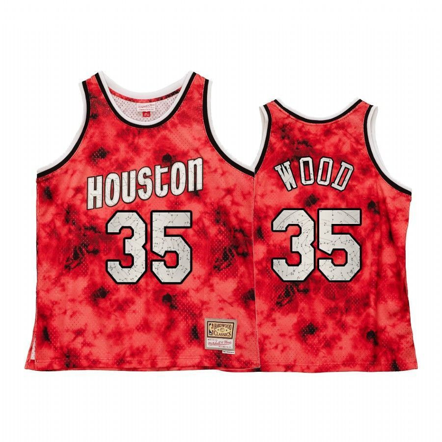 Men's Houston Rockets Christian Wood Galaxy Constellation Jersey Red Throwback - JS271