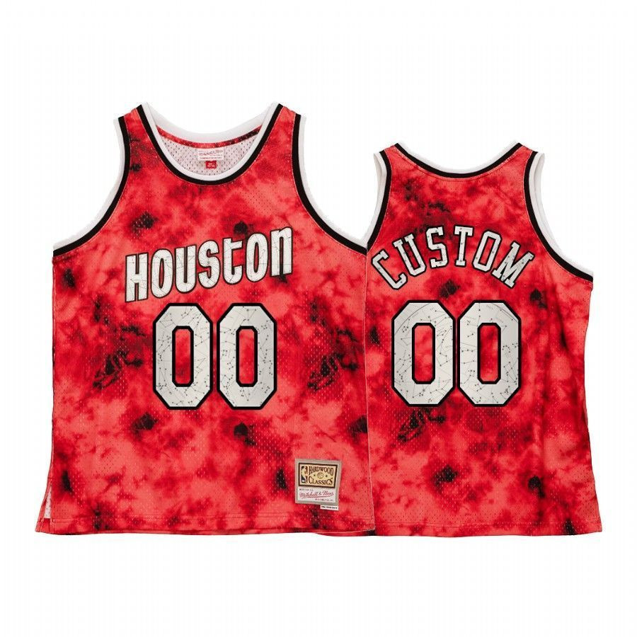Men's Houston Rockets Custom Galaxy Constellation Jersey Red Throwback - JS241