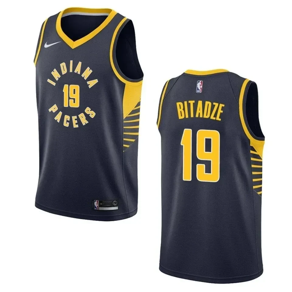 Men's Indiana Pacers 19 Goga Bitadze Icon Swingman Jersey - Navy - JS298