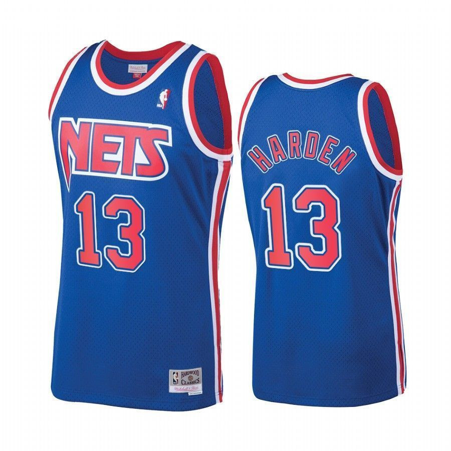 Men's James Harden 13 Brooklyn Nets Blue Hardwood Classics Jersey - JS215