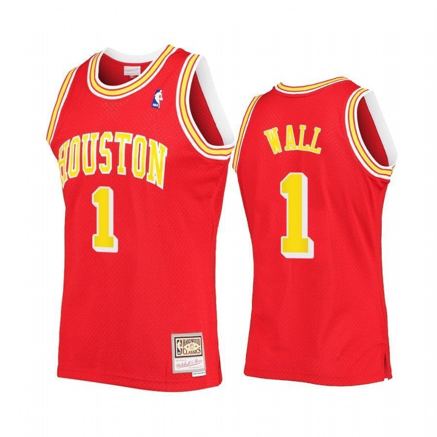 Men's John Wall 1 Houston Rockets Red Hardwood Classics Jersey - JS876