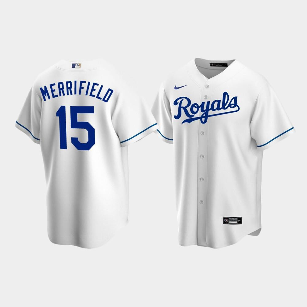 Men's Kansas City Royals 15 Whit Merrifield White Home Jersey Jersey