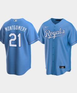 Men's Kansas City Royals 21 Mike Montgomery Light Blue Alternate Jersey Jersey