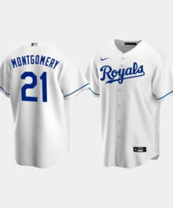 Men's Kansas City Royals 21 Mike Montgomery White Home Jersey Jersey