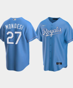 Men's Kansas City Royals 27 Adalberto Mondesi Light Blue Alternate Jersey Jersey