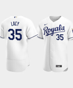 Men's Kansas City Royals 35 Asa Lacy White Home Jersey Jersey