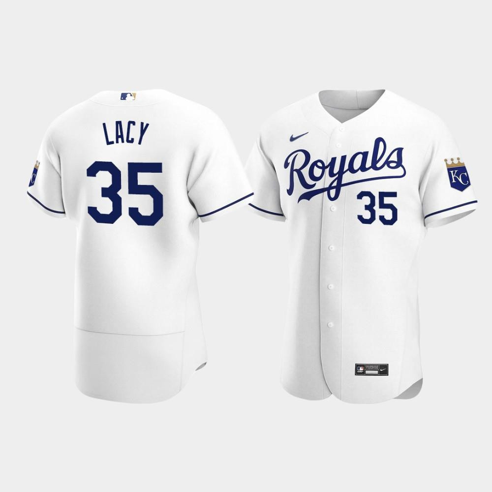 Men's Kansas City Royals 35 Asa Lacy White Home Jersey Jersey