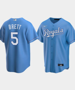 Men's Kansas City Royals 5 George Brett Light Blue Alternate Jersey Jersey