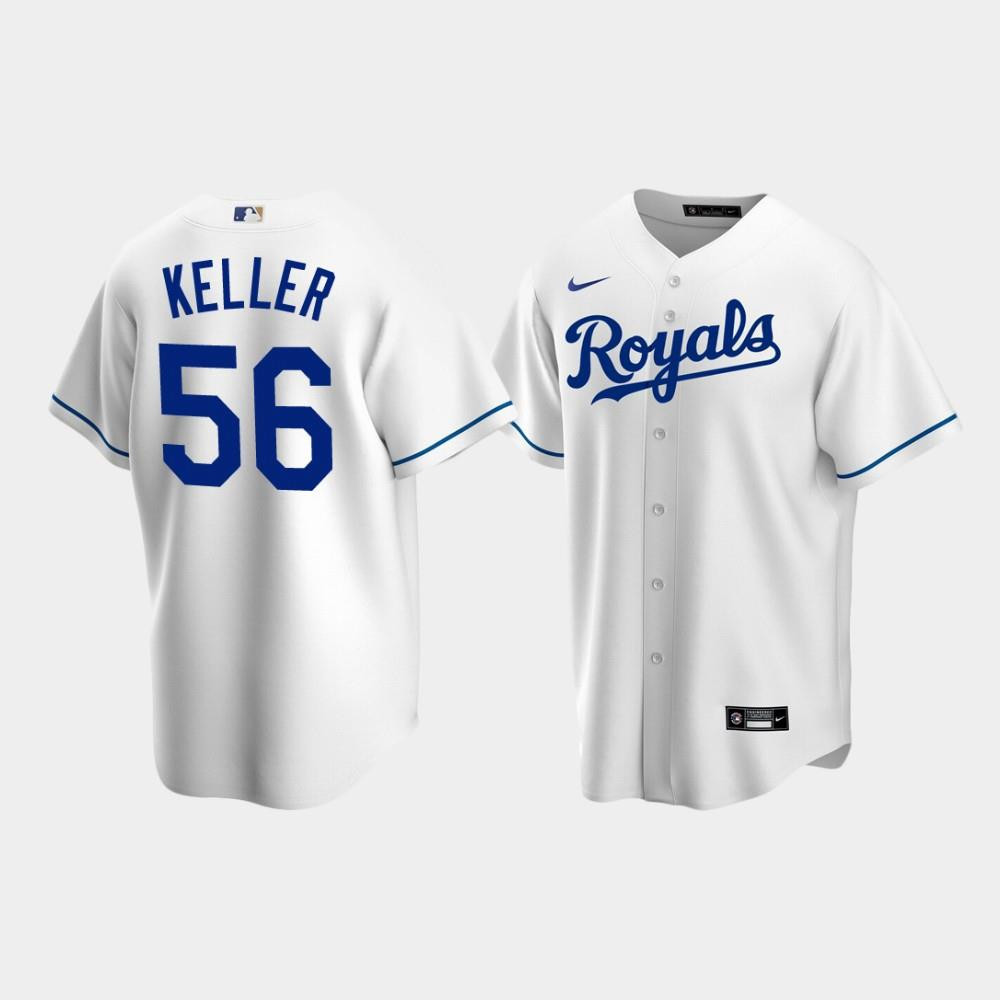 Men's Kansas City Royals 56 Brad Keller White Home Jersey Jersey