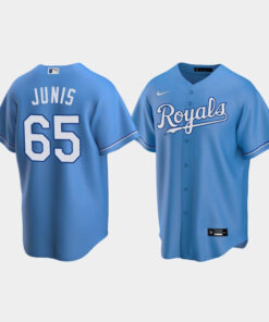 Men's Kansas City Royals 65 Jakob Junis Light Blue Alternate Jersey Jersey