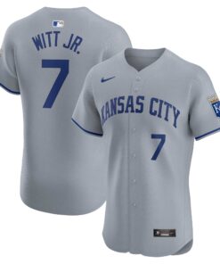 Men's Kansas City Royals Bobby Witt Jr. Gray Road Elite Player Jersey