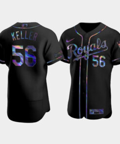 Men's Kansas City Royals Brad Keller 56 Black Golden Edition Holographic Jersey Jersey