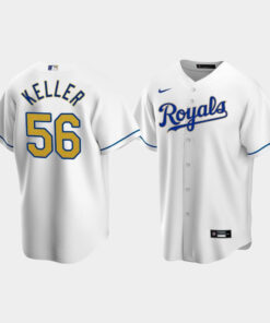 Men's Kansas City Royals Brad Keller 56 White Home Jersey Jersey