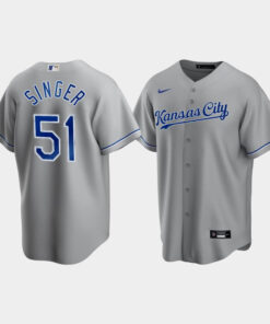 Men's Kansas City Royals Brady Singer 51 Gray Road Jersey Jersey