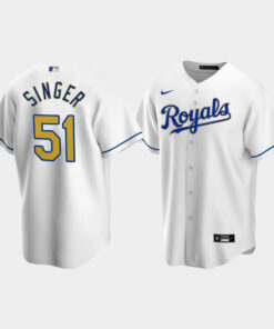 Men's Kansas City Royals Brady Singer 51 White Home Jersey Jersey