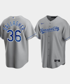 Men's Kansas City Royals Cam Gallagher 36 Gray Road Jersey Jersey
