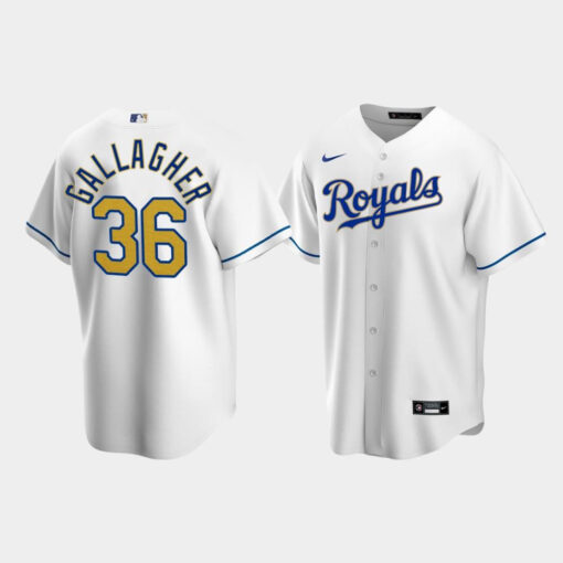Men's Kansas City Royals Cam Gallagher 36 White Home Jersey Jersey
