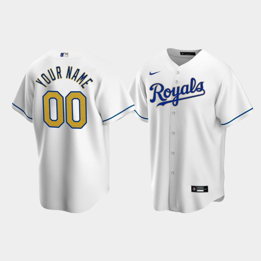 Men's Kansas City Royals Custom 00 White Home Jersey Jersey