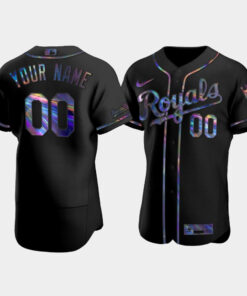 Men's Kansas City Royals Custom Black Golden Edition Holographic Jersey Jersey