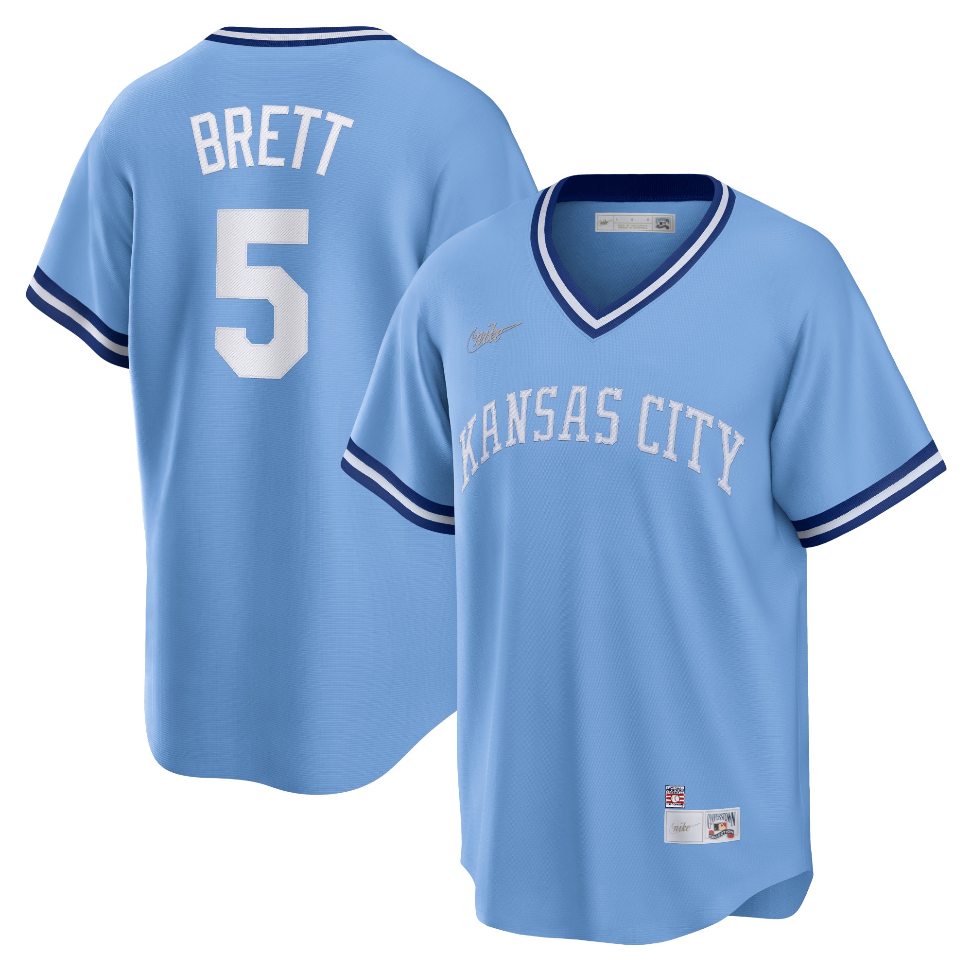 Men's Kansas City Royals George Brett Light Blue Road Cooperstown Collection Player Jersey
