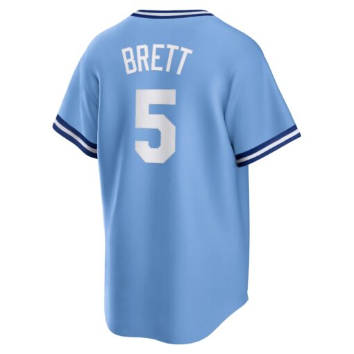 Men's Kansas City Royals George Brett Light Blue Road Cooperstown Collection Player Jersey - Image 3