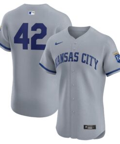 Men's Kansas City Royals Gray Road 2024 Jackie Robinson Day Elite Jersey