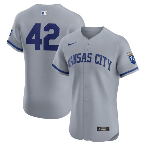 Men's Kansas City Royals Gray Road 2024 Jackie Robinson Day Elite Jersey