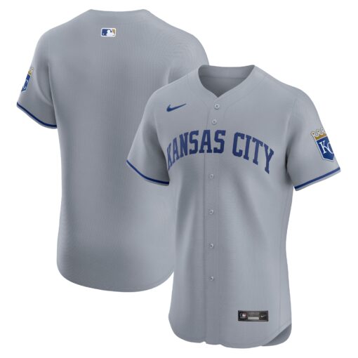 Men's Kansas City Royals Gray Road Vapor Premier Elite Patch Jersey