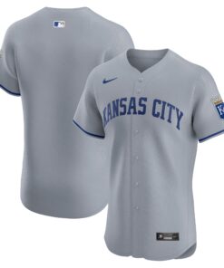 Men's Kansas City Royals Gray Road Vapor Premier Elite Patch Jersey