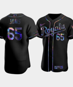 Men's Kansas City Royals Jakob Junis 65 Black Golden Edition Holographic Jersey Jersey