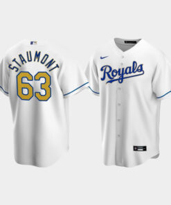 Men's Kansas City Royals Josh Staumont 63 White Home Jersey Jersey
