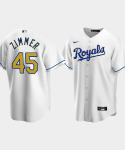 Men's Kansas City Royals Kyle Zimmer 45 White Home Jersey Jersey