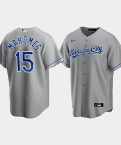 Men's Kansas City Royals Patrick Mahomes 15 Gray Road Jersey Jersey