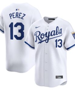 Men's Kansas City Royals Salvador Perez White Home Limited Player Jersey