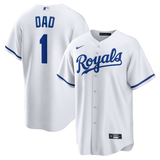 Men's Kansas City Royals White #1 Dad Home Jersey