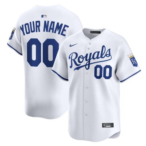 Men's Kansas City Royals White Home Limited Custom Jersey