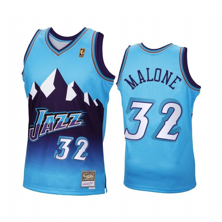 Men's Karl Malone Utah Jazz Blue Jersey Reload Hardwood Classics - JS134