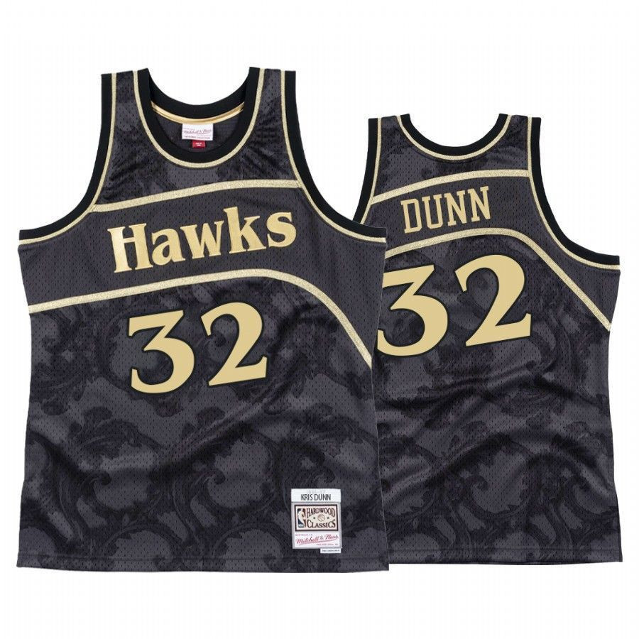 Men's Kris Dunn 32 Atlanta Hawks Black Toile Jersey - JS342
