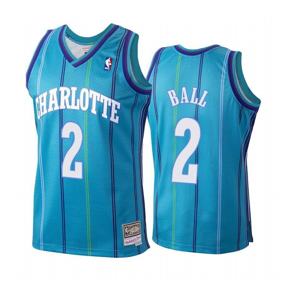 Men's Lamelo Ball 2 Charlotte Hornets Hardwood Classics Jersey Teal - JS544