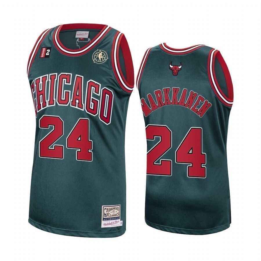 Men's Lauri Markkanen 24 Chicago Bulls Green Hardwood Classics Jersey - JS693