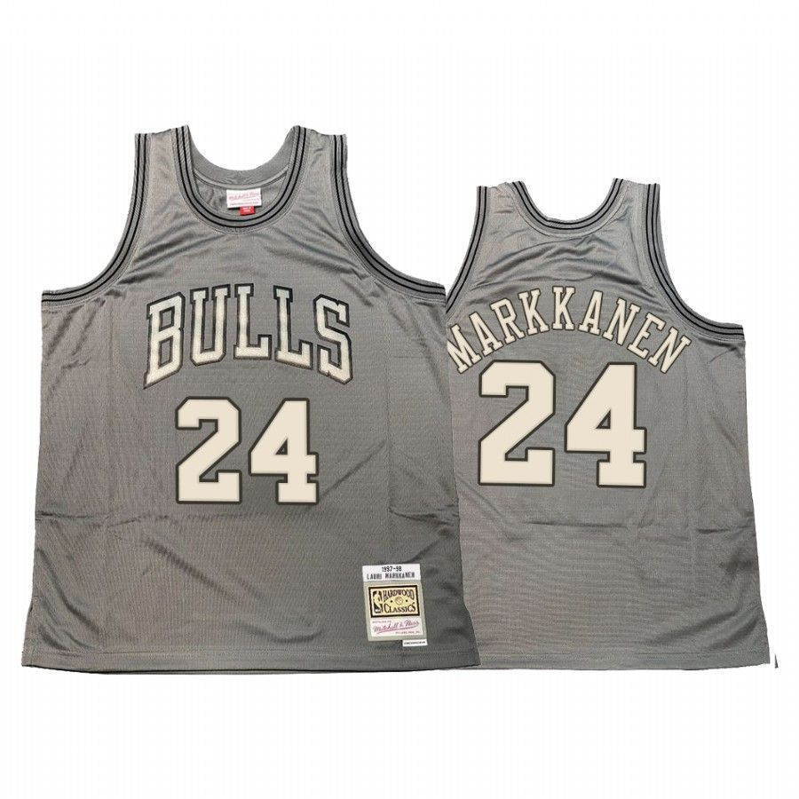 Men's Lauri Markkanen 24 Chicago Bulls Hardwood Classics Jersey Gray - JS705