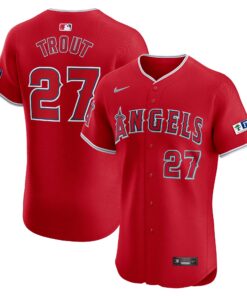 Men's Los Angeles Angels Mike Trout Red Alternate Elite Player Jersey
