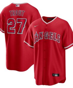 Men's Los Angeles Angels Mike Trout Red Alternate Player Name Jersey
