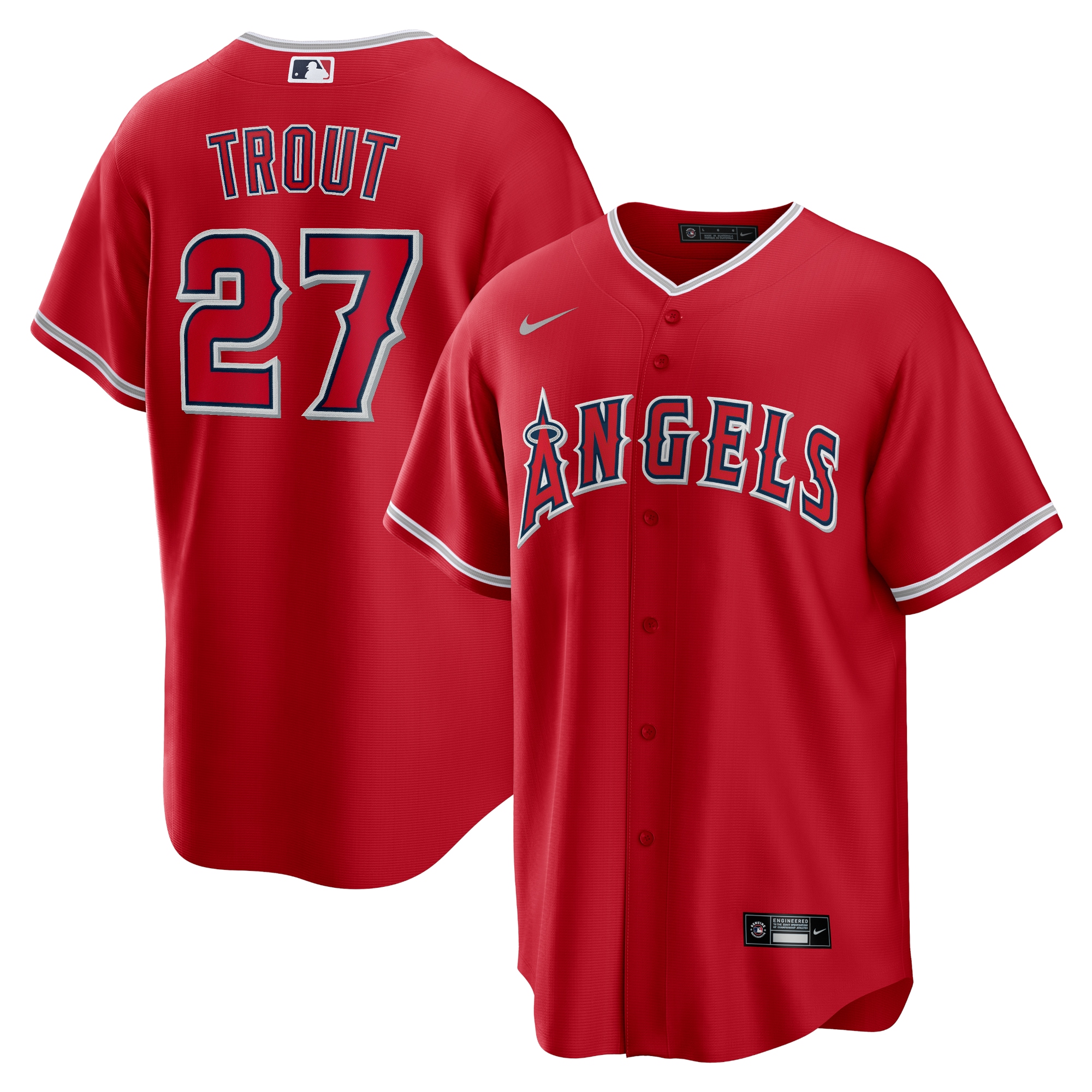 Men's Los Angeles Angels Mike Trout Red Alternate Player Name Jersey