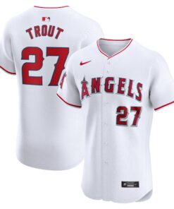 Men's Los Angeles Angels Mike Trout White Home Elite Player Jersey