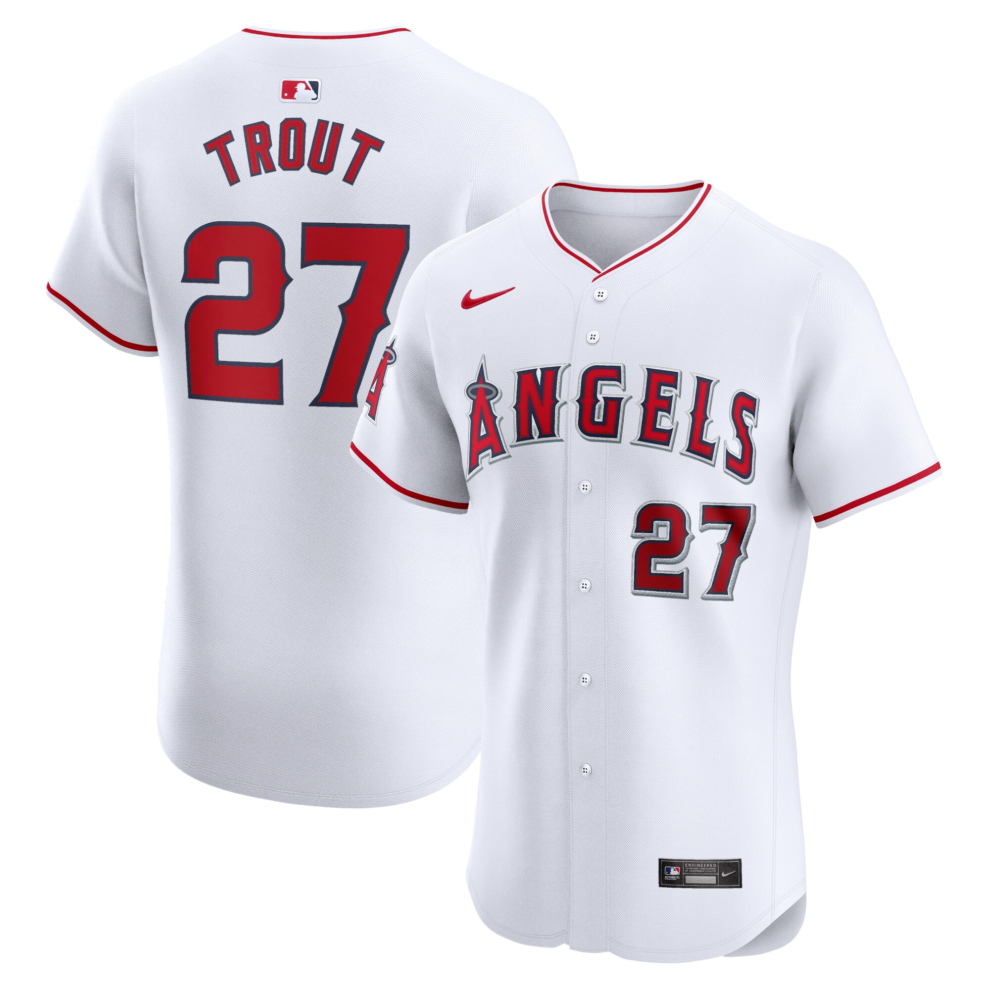 Men's Los Angeles Angels Mike Trout White Home Elite Player Jersey