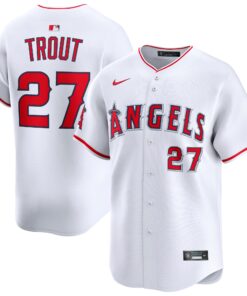 Men's Los Angeles Angels Mike Trout White Home Limited Player Jersey