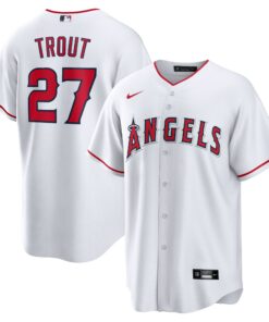 Men's Los Angeles Angels Mike Trout White Home Player Name Jersey