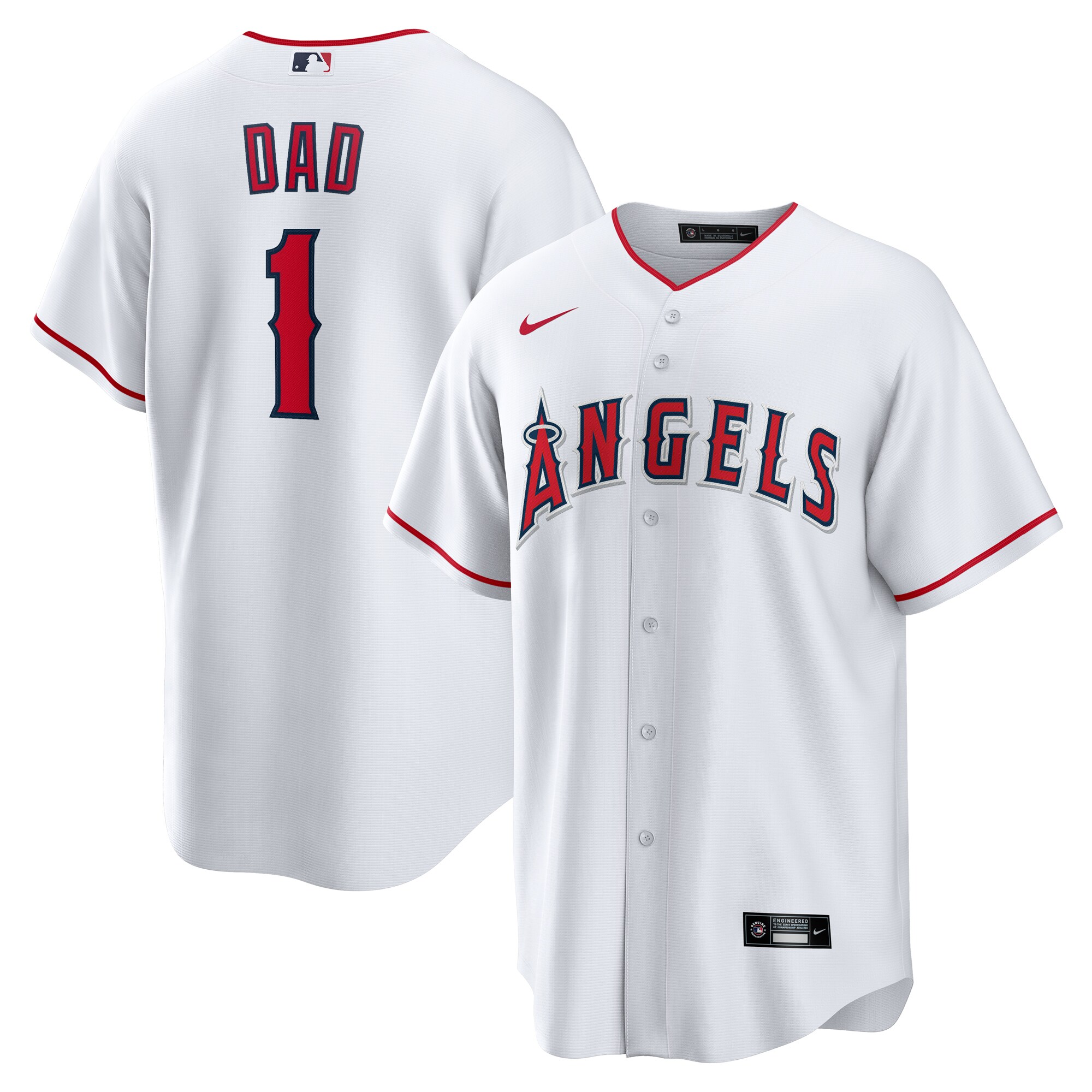 Men's Los Angeles Angels White #1 Dad Home Jersey