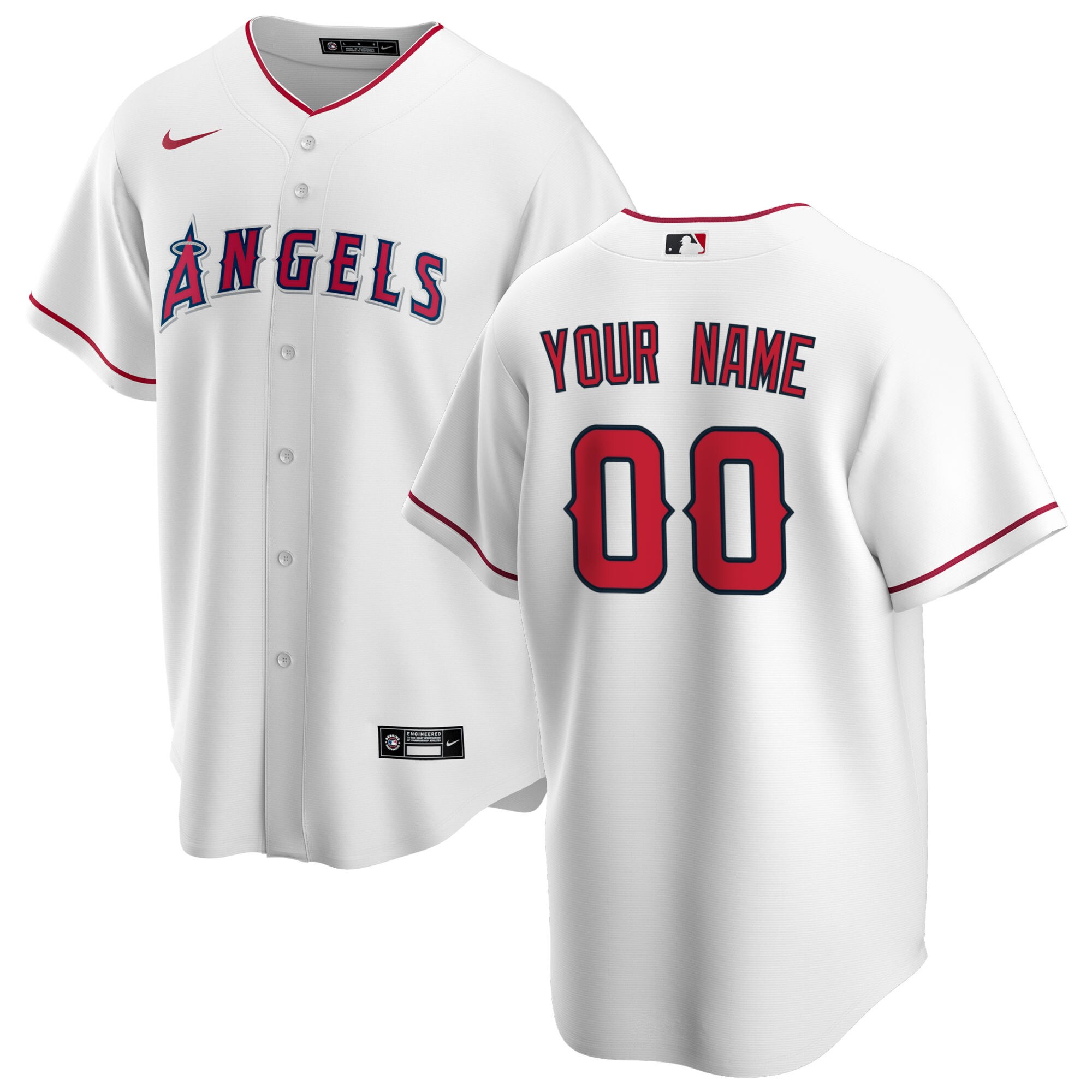 Men's Los Angeles Angels White Home Custom Jersey